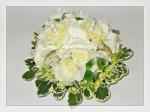 svatební polštářek na prstýnky, květiny: hortenzie a růže
